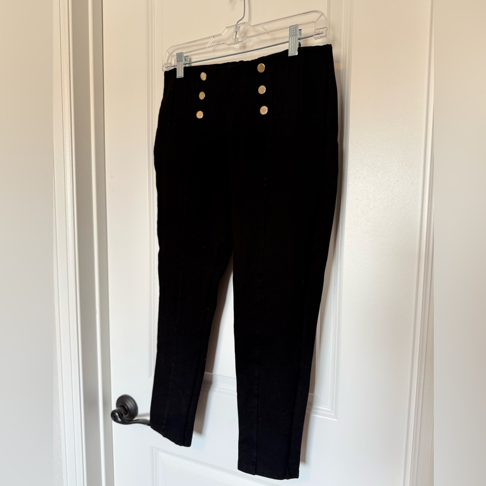 Zara Black Button-Detail Trousers